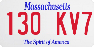 MA license plate 130KV7