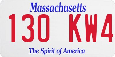 MA license plate 130KW4