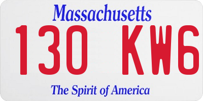 MA license plate 130KW6