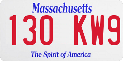 MA license plate 130KW9