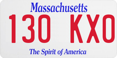 MA license plate 130KX0