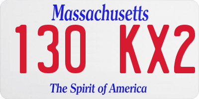 MA license plate 130KX2