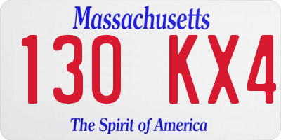 MA license plate 130KX4