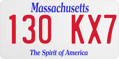 MA license plate 130KX7