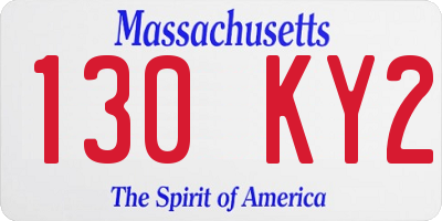 MA license plate 130KY2