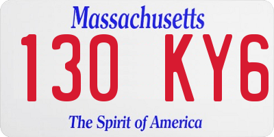 MA license plate 130KY6
