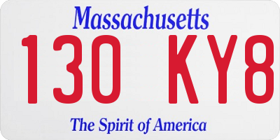 MA license plate 130KY8