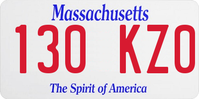 MA license plate 130KZ0