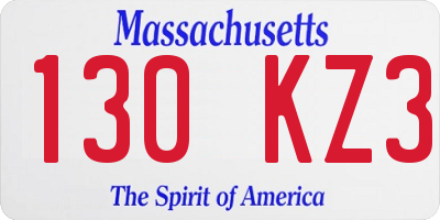 MA license plate 130KZ3