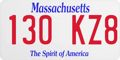 MA license plate 130KZ8