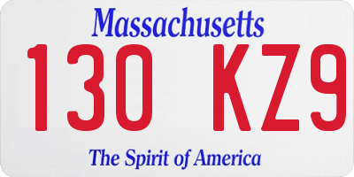 MA license plate 130KZ9