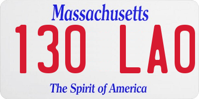 MA license plate 130LA0