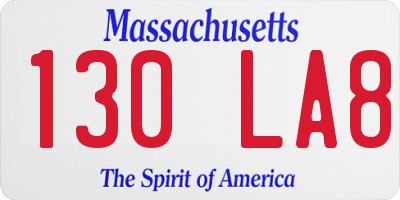 MA license plate 130LA8