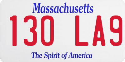 MA license plate 130LA9