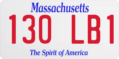 MA license plate 130LB1