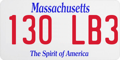 MA license plate 130LB3
