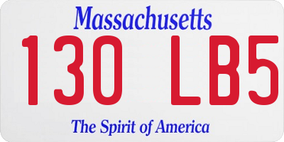 MA license plate 130LB5