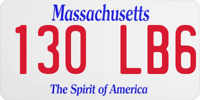 MA license plate 130LB6