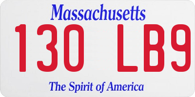 MA license plate 130LB9