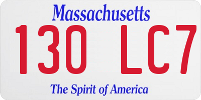 MA license plate 130LC7