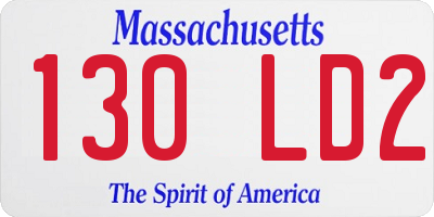 MA license plate 130LD2