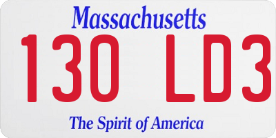 MA license plate 130LD3