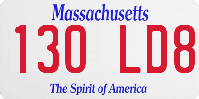 MA license plate 130LD8