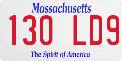 MA license plate 130LD9