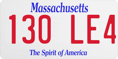 MA license plate 130LE4