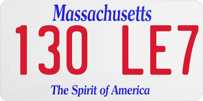 MA license plate 130LE7