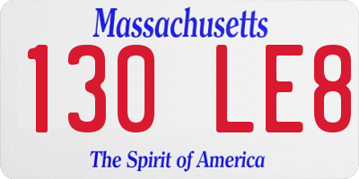 MA license plate 130LE8