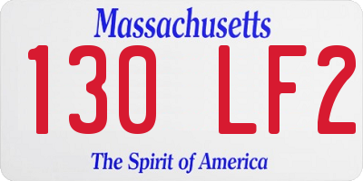 MA license plate 130LF2