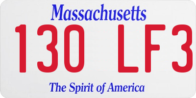 MA license plate 130LF3
