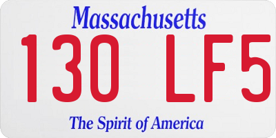 MA license plate 130LF5