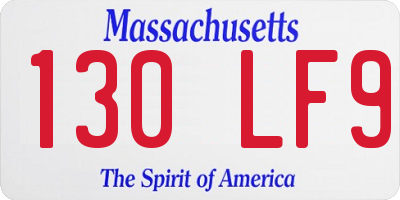 MA license plate 130LF9
