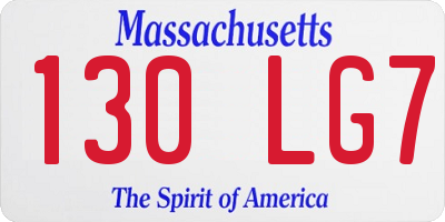 MA license plate 130LG7
