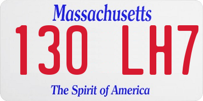 MA license plate 130LH7