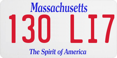 MA license plate 130LI7