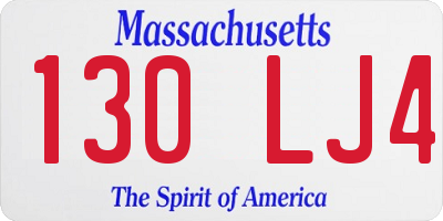 MA license plate 130LJ4