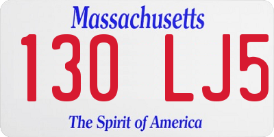 MA license plate 130LJ5