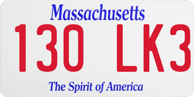 MA license plate 130LK3