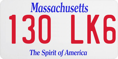 MA license plate 130LK6