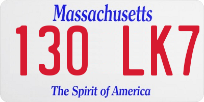 MA license plate 130LK7