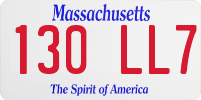 MA license plate 130LL7