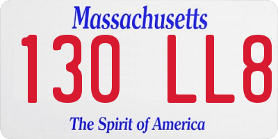 MA license plate 130LL8