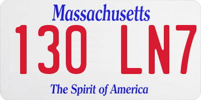 MA license plate 130LN7