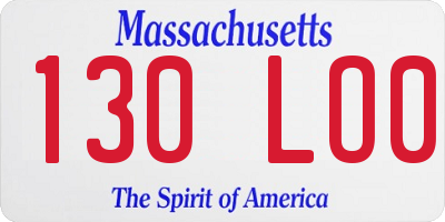MA license plate 130LO0