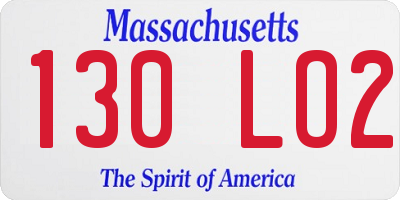 MA license plate 130LO2