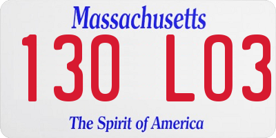 MA license plate 130LO3