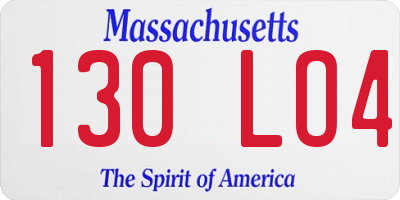 MA license plate 130LO4